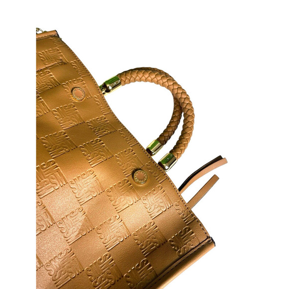 Steve Madden Embossed Satchel Bag with Crossbody option in Bjeannee True Cognac - Picture 9 of 12